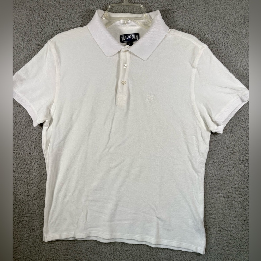 VILEBREQUIN Terry Cloth Polo Men’s XL White Short Sleeve Shirt Cotton Blend